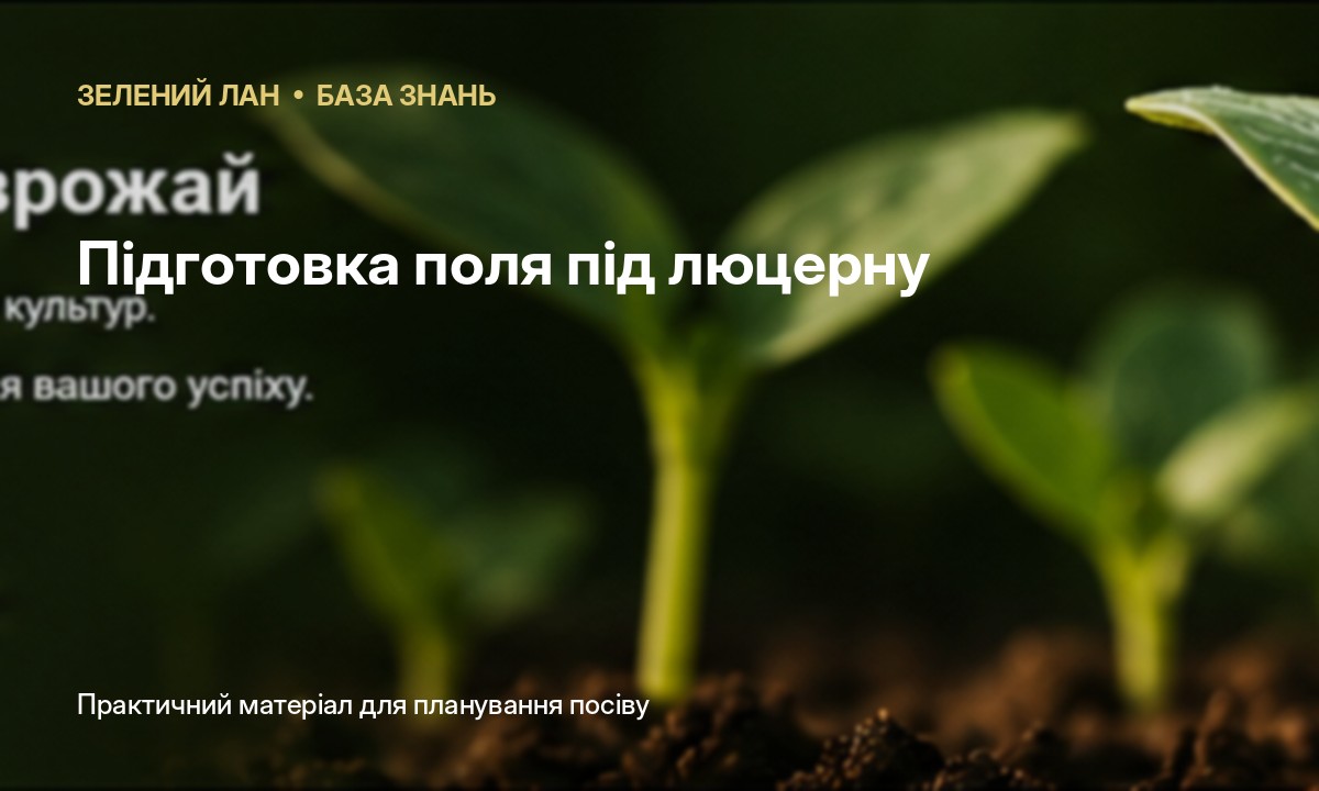 Підготовка поля під люцерну