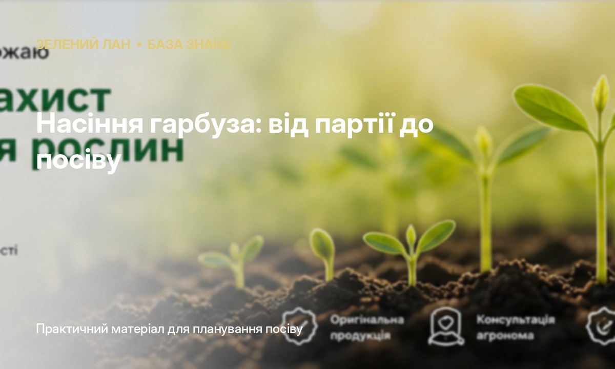 Насіння гарбуза: від партії до посіву